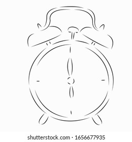 One continuous single drawing line art flat doodle character, person, clock, alarm, time, morning, watch. Isolated image hand draw contour on a white background