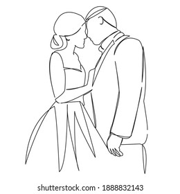 One continuous single drawing line art doodle couple, muslim, love, married, groom, islam, romantic. Isolated flat illustration hand draw contour on a white background
 - Powered by Shutterstock