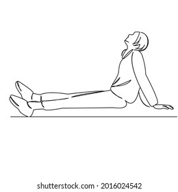 One continuous single drawing line art flat doodle girl, young, beautiful, female, woman, relaxation, home. Isolated image hand draw contour on a white background
