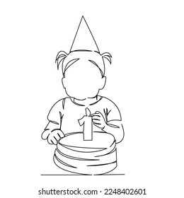 One continuous single drawing line art flat doodle celebration, party, baby, happy, first, birthday, year, cake, candle. Isolated image hand draw contour on a white background
 - Powered by Shutterstock