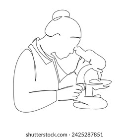 One continuous single drawing line art flat doodle woman, medicine,  research, female, scientist, microscope, microbiology. Isolated image hand draw contour on a white background, hand drawn, not AI - Powered by Shutterstock