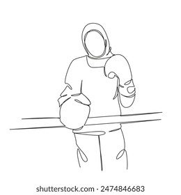 One continuous single drawing line art flat doodle  boxer, muslim, fighter, female, girl, woman, boxing, sport, glove, islam. Isolated image hand draw contour on a white background
 - Powered by Shutterstock