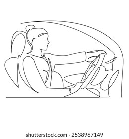 One continuous single drawing line art flat doodle pregnant, car, driving, female, adult, lifestyle, safety, transportation, woman. Isolated image hand draw contour on a white background - Powered by Shutterstock