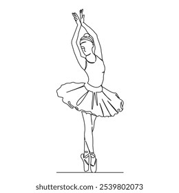 One continuous single drawing line art flat doodle ballet, grace, person, dancer, dancing, elegance, performance, tutu, woman, performer. Isolated image hand draw contour on a white background - Powered by Shutterstock