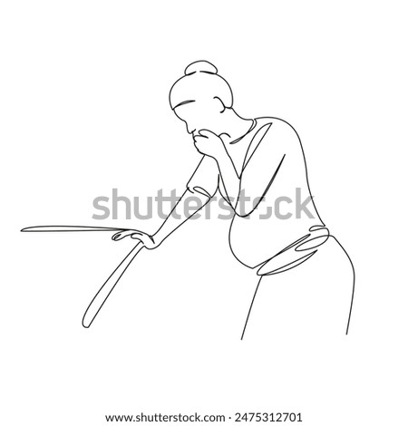 One continuous single drawing line art flat doodle  pregnancy, vomit, woman, pregnant, toxicosis, nausea, unwell, health, belly. Isolated image hand draw contour on a white background