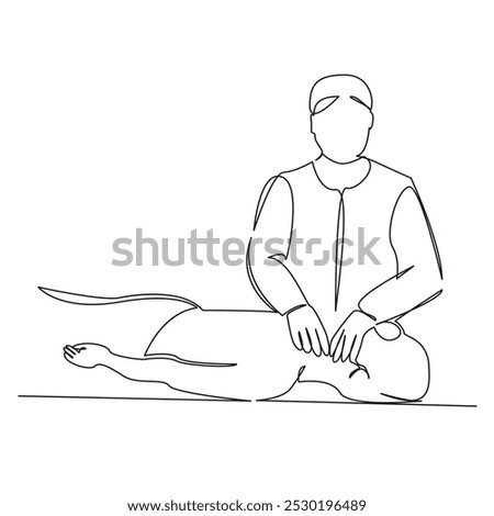 One continuous single drawing line art flat doodle physical therapist, neck, patient, osteopath, physical therapy, doctor, medicine, pain, chiropractor Isolated image hand draw contour on a white back