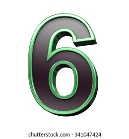 One digit from black with green shiny frame alphabet set, isolated on white. Computer generated 3D photo rendering. - Shutterstock ID 341047424