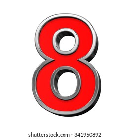 One Digit Red Chrome Frame Alphabet Stock Illustration 341950892 ...