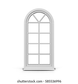 One door plastic arched window isolated on white. 3D illustration