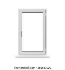 One Door Plastic Window Isolated On White. 3D Illustration