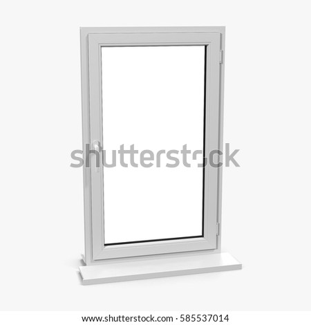 One door plastic window isolated on white. 3D illustration