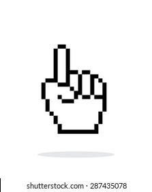 One Finger. Pixel Hand Cursor Icon On White Background.