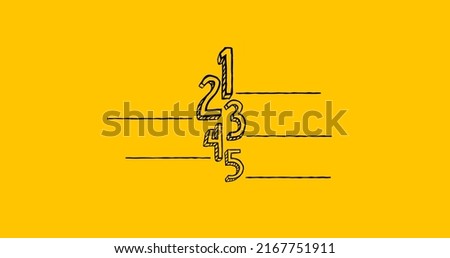 One to five steps, progress or ranking composition. Infographic element. Checklist concept. Black numbers on yellow background. 2D illustration