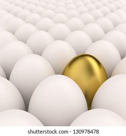 One Golden Egg Among White Eggs