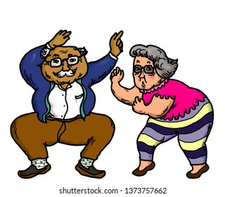 One happy active elderly senior couple man and woman dancing togetherness. - Powered by Shutterstock