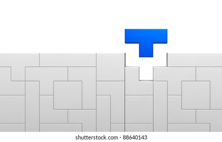 One Interlocking Game Made With Pieces Of Various Shapes (3d Render)