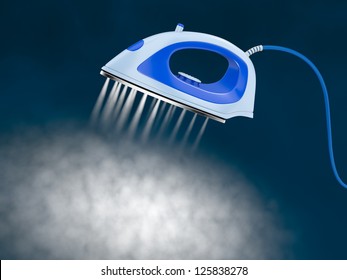 One Iron With A Cloud Of Steam (3d Render)