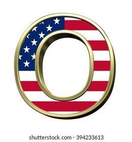 One letter from american flag alphabet set isolated over white. Computer generated 3D photo rendering.