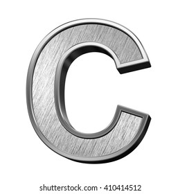 One Letter From Brushed Stainless Steel Alphabet Set, Isolated On White. 3D Illustration.