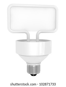 one light bulb with a balloon text for custom text (3d render)