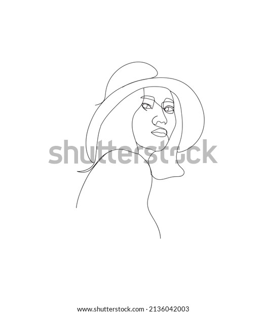 One Line Art Women Face Stock Illustration 2136042003 | Shutterstock