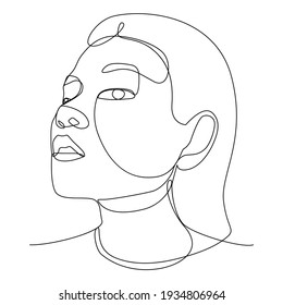 One Line Drawing Of Asian Woman Looking Up Emotion.Smart Emotion Look Forward And Joyful.