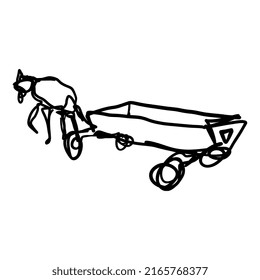 One Line Drawing Of A Horse Pulling A Wagon