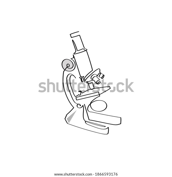 One Line Drawing Microscope Stock Illustration 1866593176