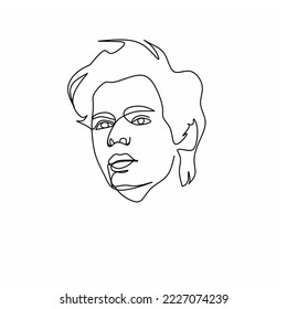One line face  Minimalist continuous linear sketch man face  Black white artwork man portrait outline hand drawn vector illustration  Modern art girl head logo