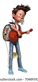 One Man Band Cartoon 3d Illustration