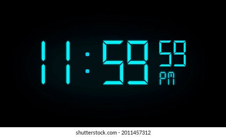 One Minute Digital Countdown AM PM Clock Style