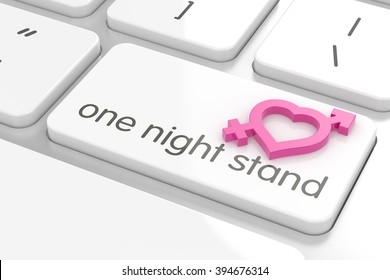 One Night Stand Computer Keyboard Text With Male And Female Sign On The Computer Keyboard