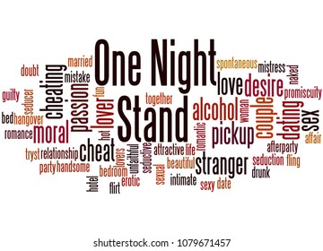 One Night Stand Word Cloud Concept On White Background.