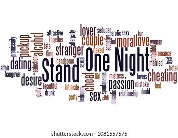 One Night Stand Word Cloud Concept On White Background.