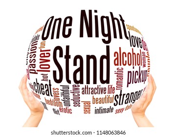 One Night Stand Word Cloud Sphere Concept On White Background.