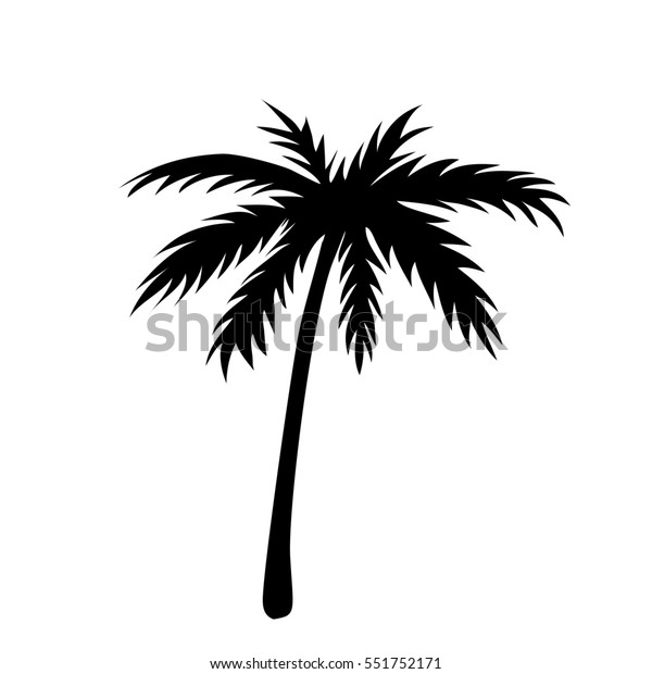 One Palm Tree Outline Black Coconut Stock Illustration 551752171