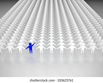 One person standing out from the crowd