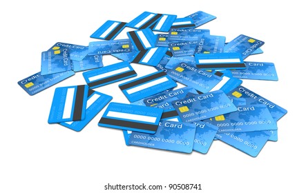 One Pile Of Credit Cards (3d Render)