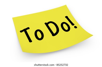 one post-it with the text: To Do (3d render)