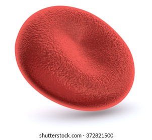 One Red Blood Cell On White Background (3d Render)