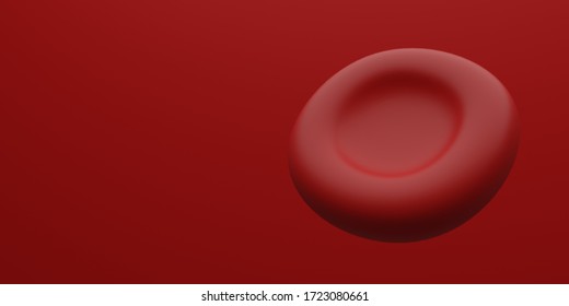 One Red Blood Cell Render 3D In Red Black Ground