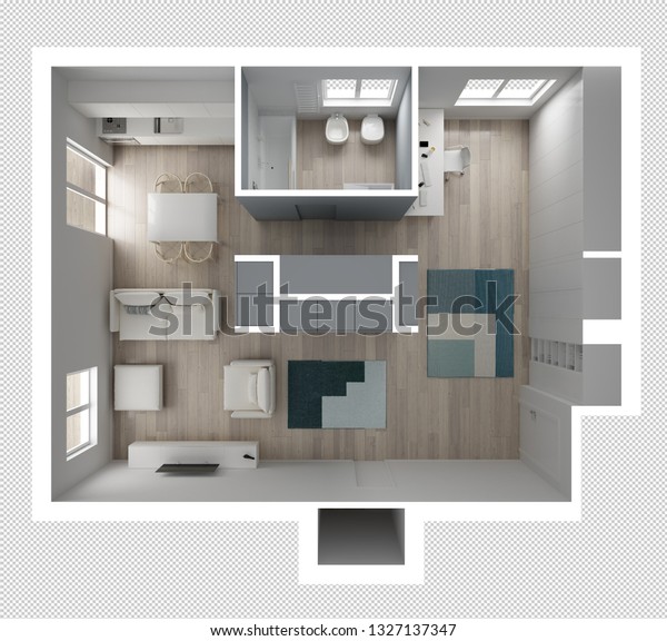 One Room Apartment Flat Top View Stock Image Download Now