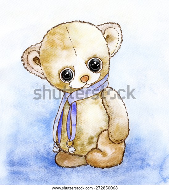 One Sad Teddy Bear Big Eyes Stock Illustration Shutterstock