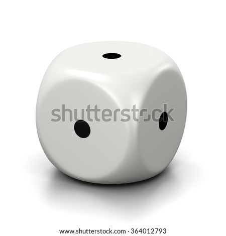 One Single All One Numbered Faces White Dice on White Background 3D Illustration