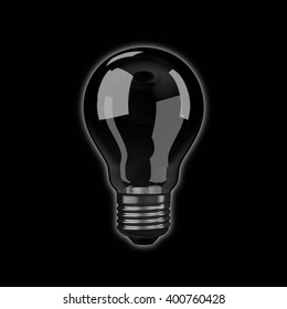 One Single Light Bulb Isolated on Black Background