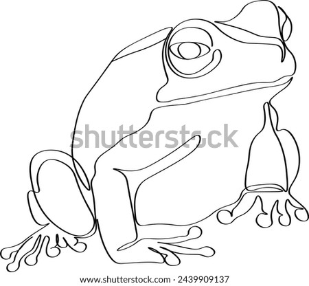 One single line drawing of cute frog for company logo identity. Amphibian animal icon concept. Trendy continuous line draw graphic illustration.