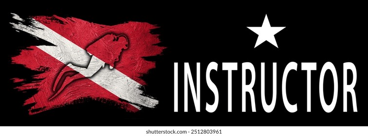 One Star Instructor, Diver Down Flag, Scuba flag, Scuba Diving