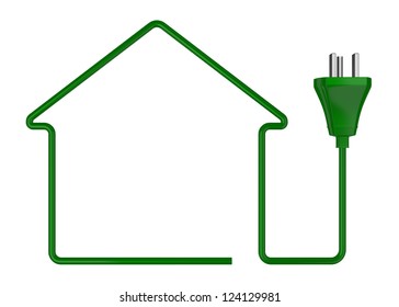 one stylized house made with an electric cable (3d render)
