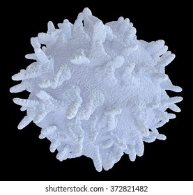 one white blood cell on black background (3d render)