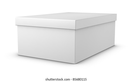 One White Closed Shoe Box (3d Render)